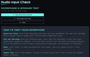 Audio input test page: records and plays back audio locally.