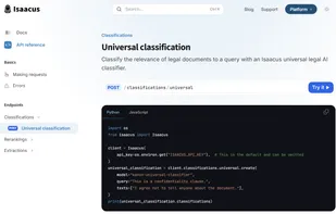 Isaacus API screenshot 1