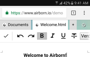 Editing a document on mobile