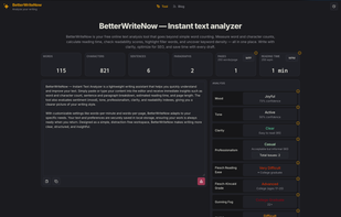 Dashboard of the tool