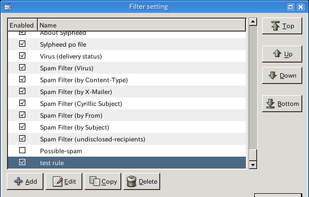 Filter rule preferences dialog