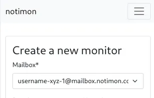 A user configuring monitoring of their notimon mailbox.