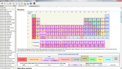 Aardict in Windows 7 "Periodic Table": includes tables