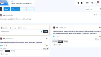 The discussion and Q&A feature. Easily filter, answer and discuss posts.