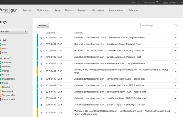 Mailgun screenshot 1