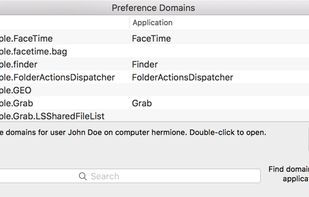 After launching PrefEdit, the different components (preference domains) of the macOS preferences database will be listed. PrefEdit can automatically find the domain which is responsible to hold the preference settings of a given application.	