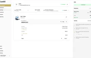 The lockii order page before the hire begins with a full audit log