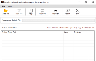 Regain Outlook Duplicate Remover Software screenshot 1