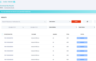 ExactVerify Email Verification Service Dashboard Clean Email Listing Download