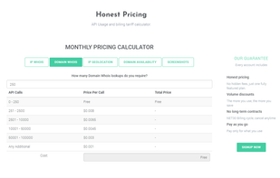 Clear and honest pricing for each API