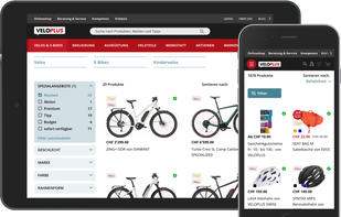 No. 1 online shop for bicycle accessories, bicycles and e-bikes in Switzerland, with return processes, evaluation, product configurators, search with type-ahead suggestions from the CMS and product catalog and self-service portal with user profile and order information.