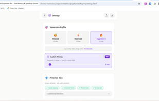 Settings: suspension timing and protection rules