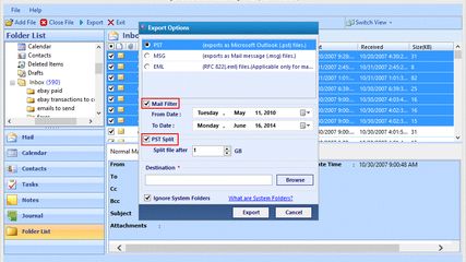 The software helps to convert the recovered ost files to PST, EML or MSG file format and also allows multiple other Export options such as Mail Filter, PST split etc.