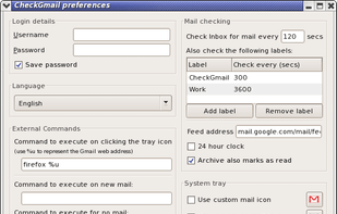 The preferences window (version 1.10) ...