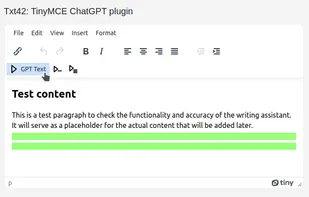 Txt42 GPT plugin for TinyMCE