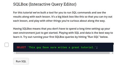 Interactive PostgreSQL SQL Tutorial screenshot 1