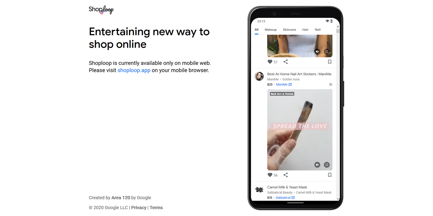 Google has launched Shoploop, an online shopping service using short videos