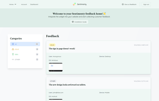 Sentimenty Dashboard in light mode