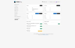 The client area dashboard