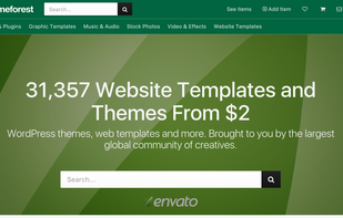 Example home page of a marketplace website like Themeforest.