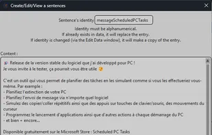Paste text action type