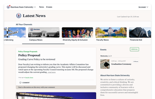 A Group’s home page in GroupNews, with all the internal news collated together.