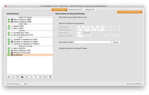 For each network share or SSH connection, the user can set some advanced options like Wake on LAN, PING etc.