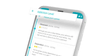 The Goal Spots
Know Your Level of Addiction!
Using the data of your phone usage for past 7 days, YourHour app defines the Category of Phone Addict that you currently are from the listed six categories vis-a-vis Addicted, Obsessed, Dependent, Habitual, Achiever and Champion.

Addicted
Obsessed
Dependent
Habitual
Achiever
Champion