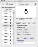 UnicodeChecker Main Window displaying basic information about characters
