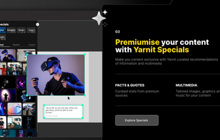 Designs for presentations and posts with premium collection of images, icons, research, facts, music