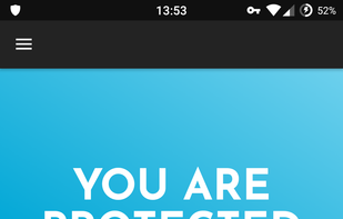Screen showing the app has enabled blocking