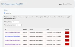 RQ Dashboard FastAPI screenshot 1