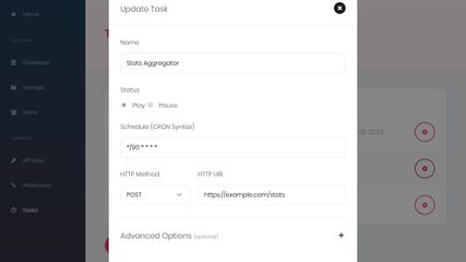 Appwrite background tasks dashboard