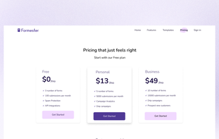 Pricing page