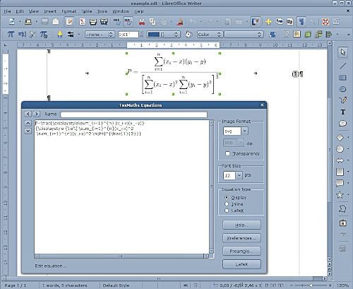 TexMaths: Addon designed to provide LaTeX support into LibreOffice ...