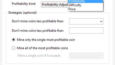 Configure Strategies
MultiMiner supports automatically mining the most profitable coins based on a set of configurable strategies. Profitability information is updated regularly from CoinChoose.com and CoinWarz.com.