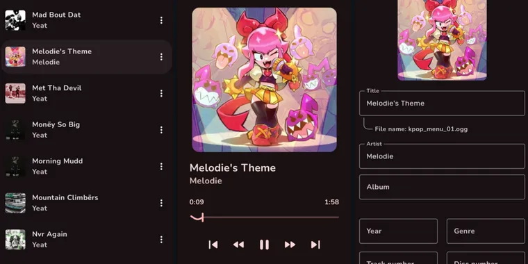CuteMusic 2.8.0 introduces playlist song removal and M3 Expressive design image