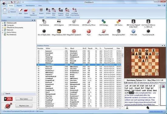 ChessBase opening tree statistics