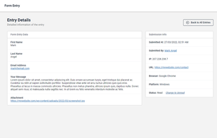View form entries with the necessary information.