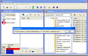 Compile and burn AudioCDs from music files in different formats.
