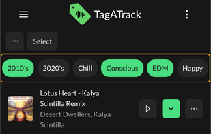 Filter playlists by tags... only songs matching those tags show