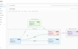 Service map with request paths and dependencies