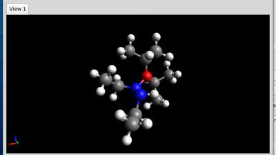 A simple molecule in a small Avogadro window. 