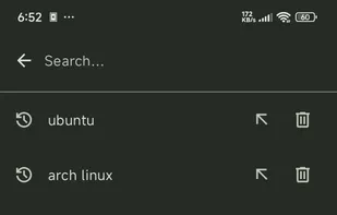 Search bar with history list