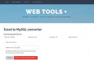 Excel to MySQL converter screenshot 1