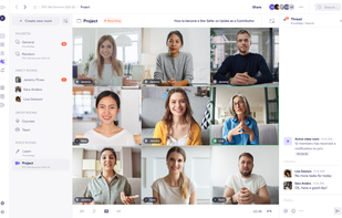 Live video room with built-in chat for meetings, classes, office hours, or events, so conversation and shared context stay together in the same place.