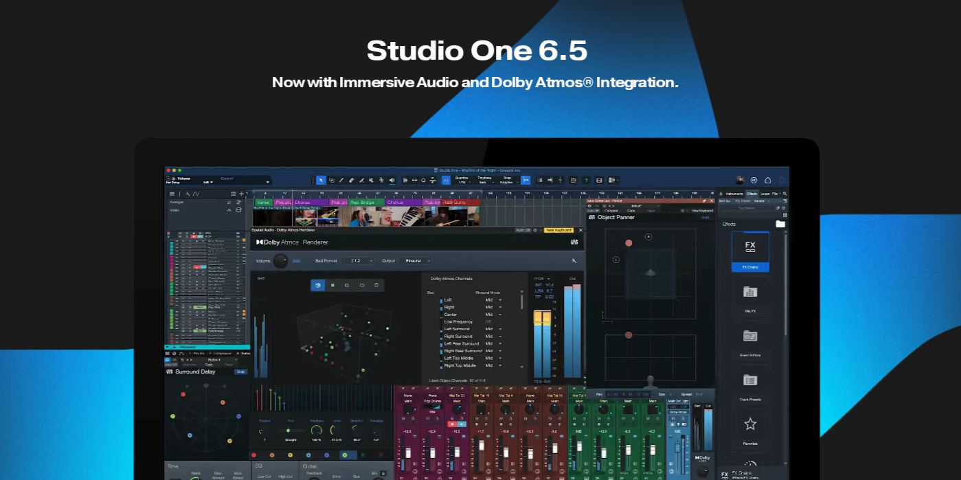 Professional DAW Studio One 6.5 released with Linux version and Dolby Atmos integration image