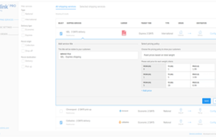 Configure your shipping services and choose the price policy to show to your customers.