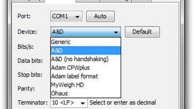 Predefined settings for popular scales and balances.