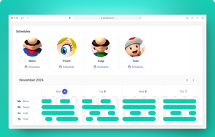 Manage your entire team's schedule, working hours, and service assignments from one intuitive dashboard.